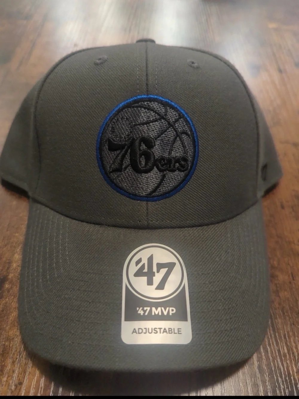 ‘47 Brand Philadelphia 76ers Dark Gray Cap with Blue Trim